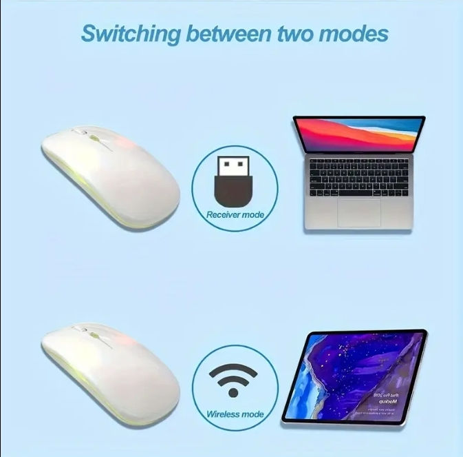 Mouse alb cu bluetooth wifi foto 4