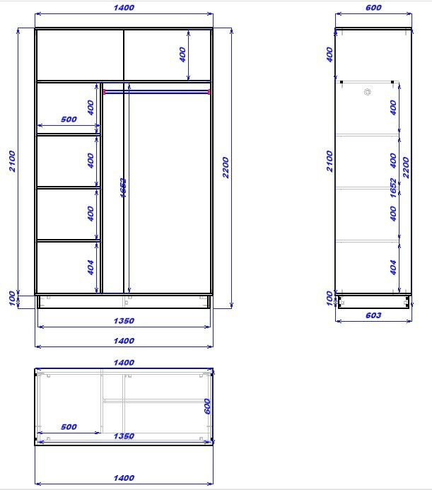 Dulap cupe Mobildor Lux Fox L 1400 x2 PAL (Alb Briliant 8682) foto 5