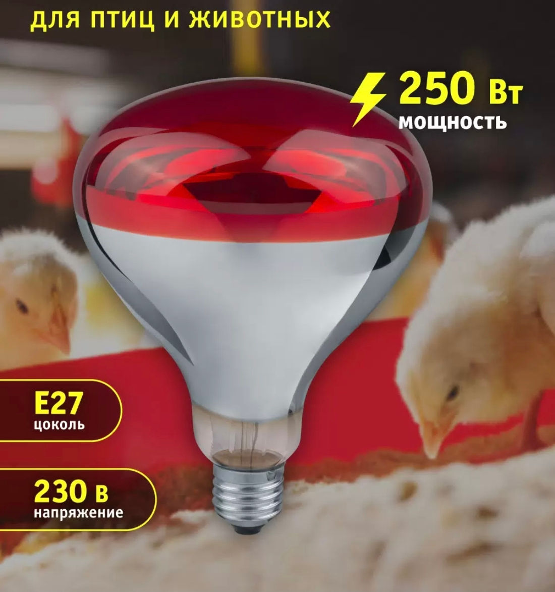 Becuri IKZ,лампы для обогрева птиц,животных Е27-25W,40W,60W,75W,100W,250W foto 2