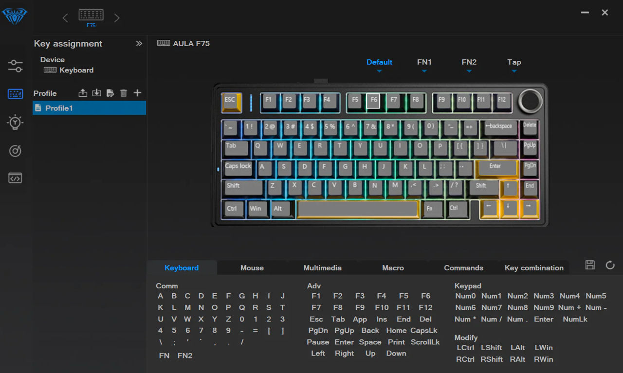 [NOU] Aula F75 Tastatura Mecanica Hot-Swappable RGB (Wireless/Bluetooth/Type C) foto 13