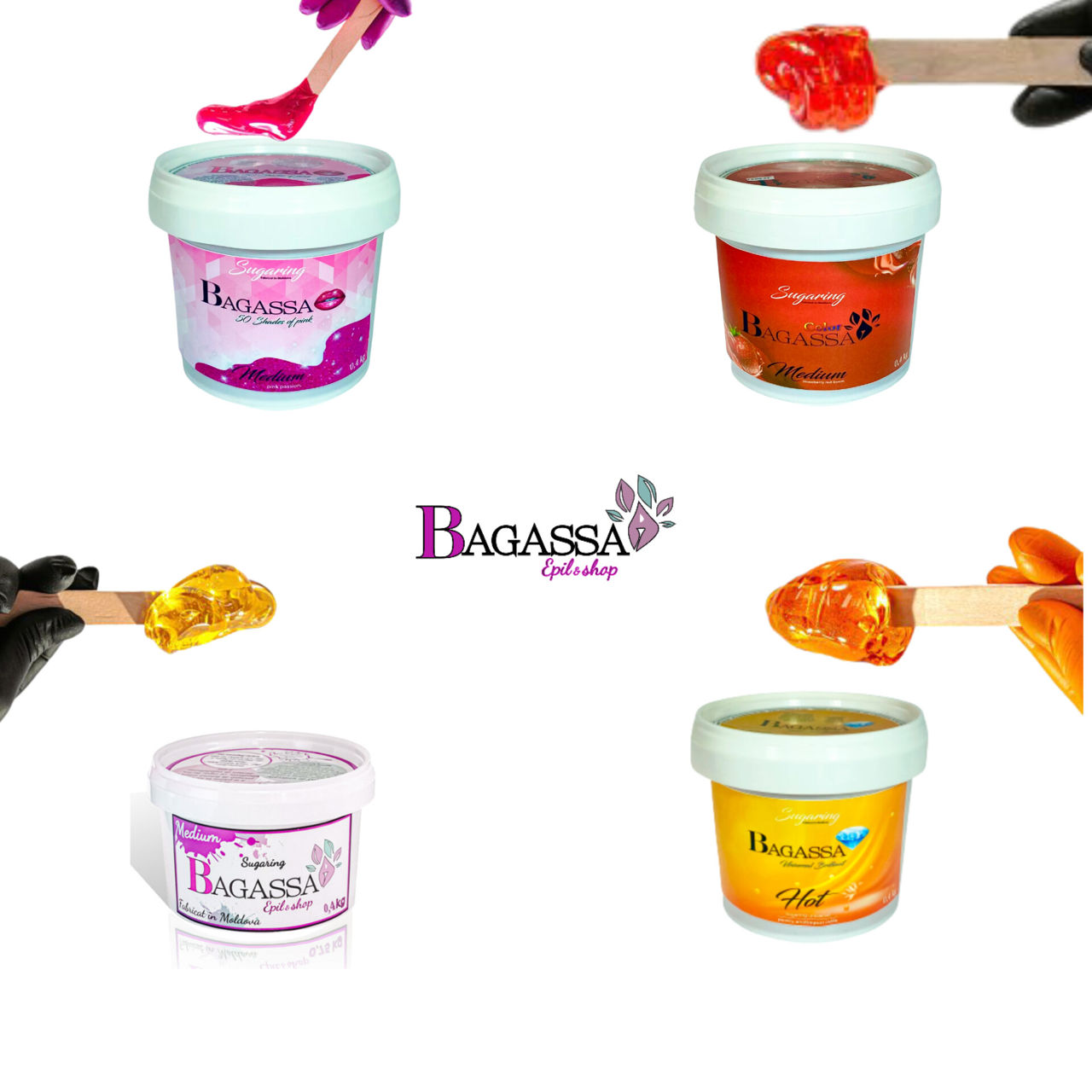 Set 4 culori de sugaring cite 400 gr cu clasic foto 0