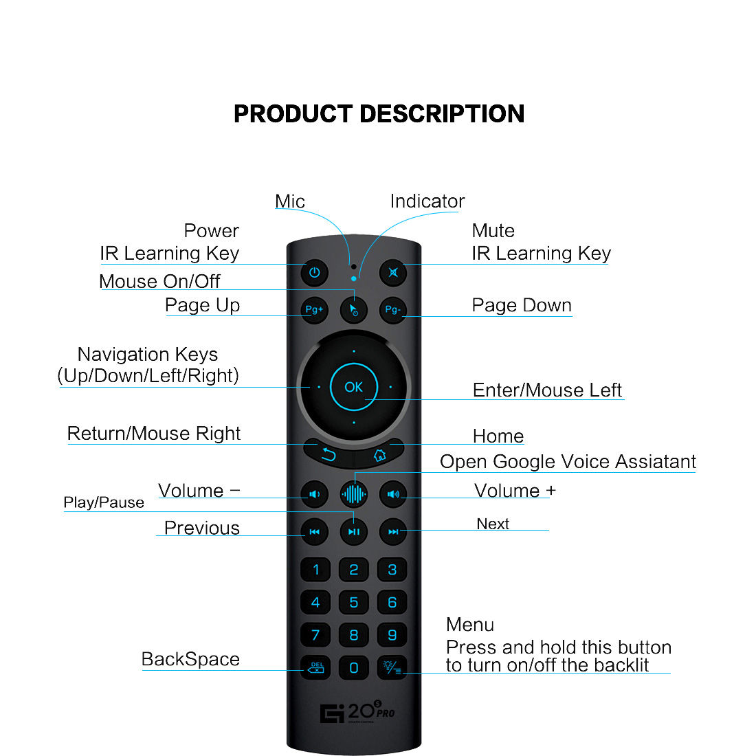 Ugoos BT Remote Control пульт управления блютуз Bluetooth Air mouse фото 7