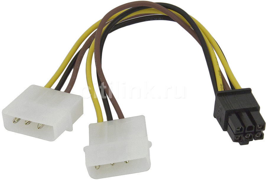 Кабель-переходник дополнительного питания видеокарты sata (2x) -> pci-e ...