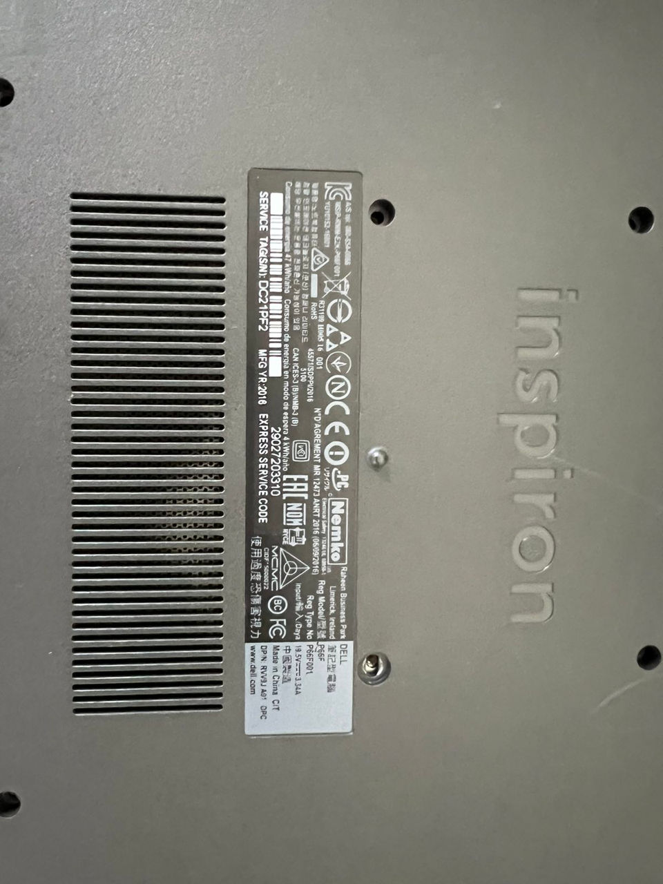  dell inspiron intel r core tm i5 7200u cpu 2 50 ghz 2 70 ghz 
