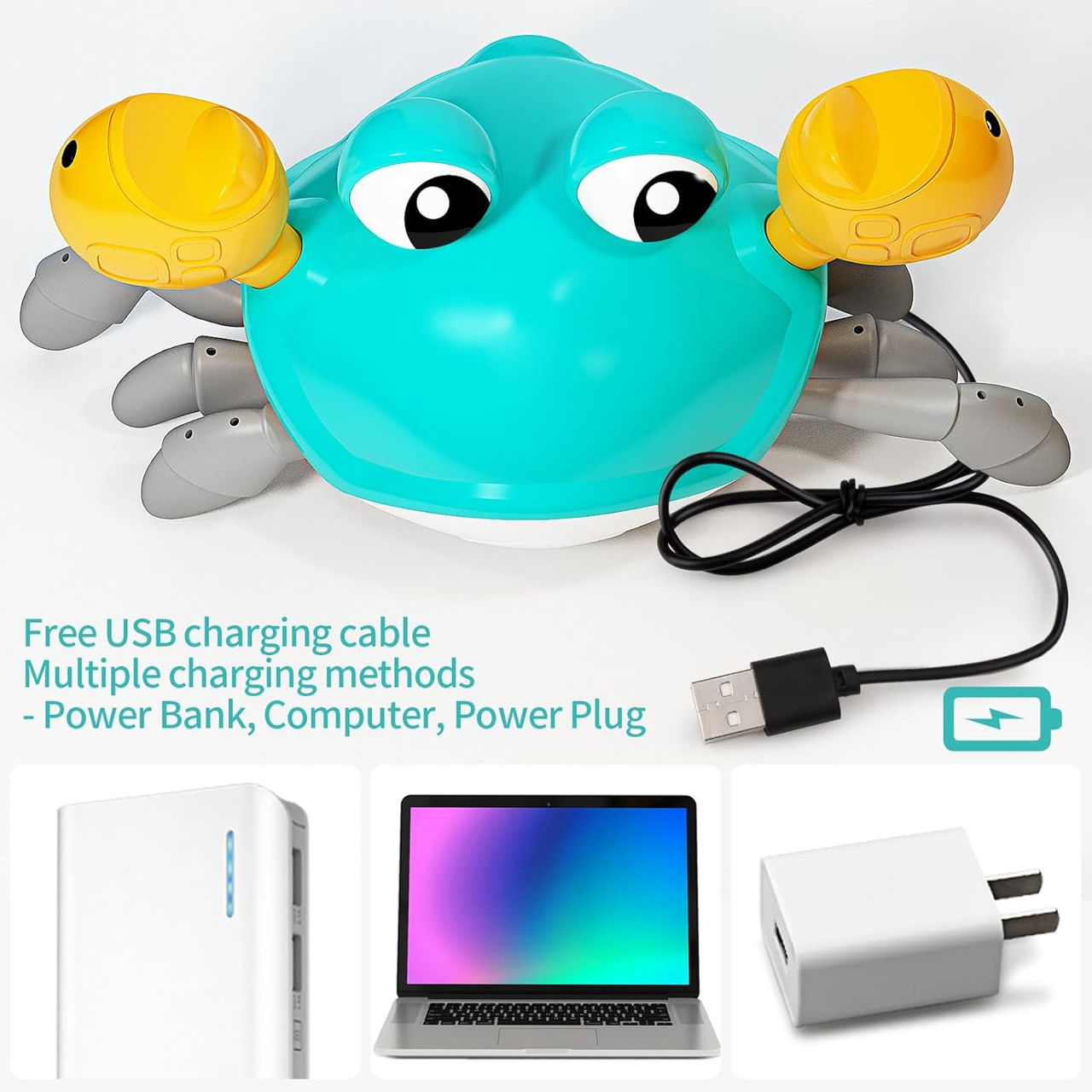 Jucarie interactiva pentru copii, crab mergator cu lumini/ Интерактивная музыкальная игрушка краб foto 3