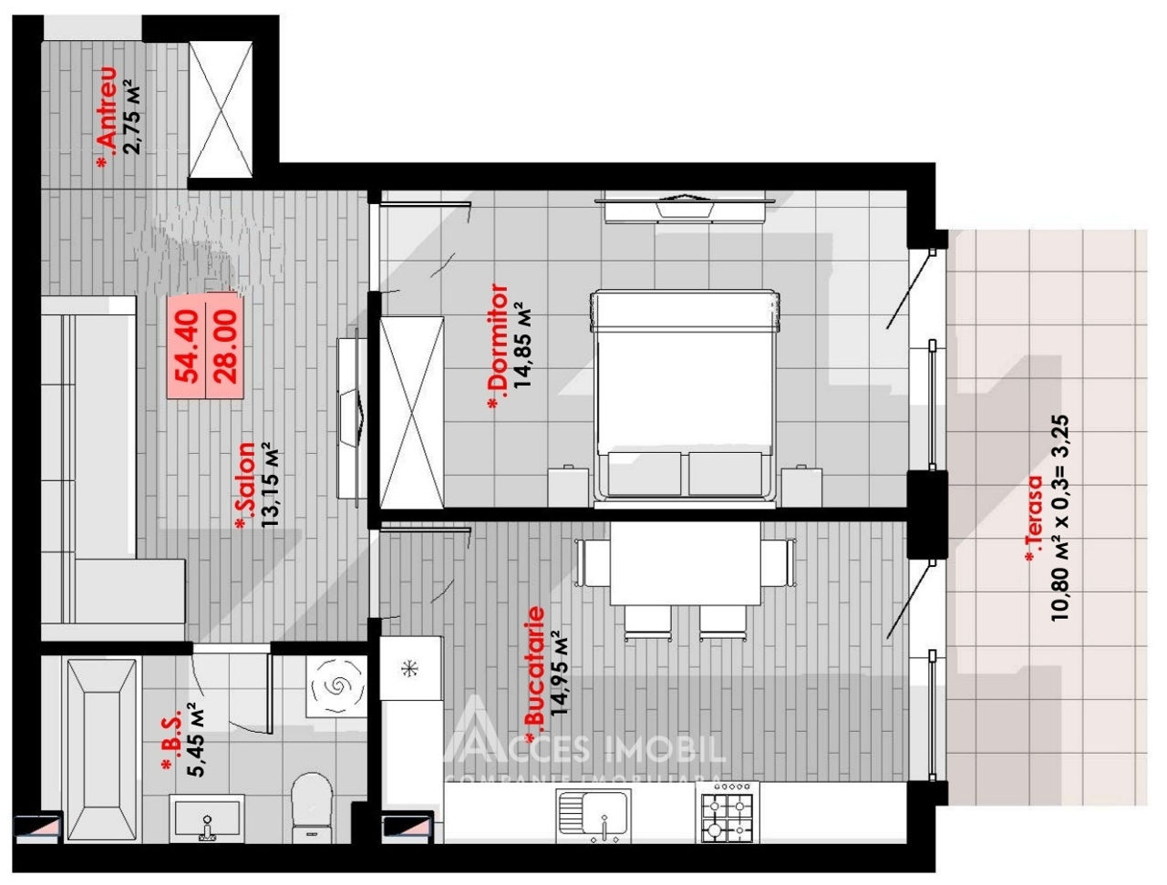 Apartament cu 1 cameră, 55 m², Telecentru, Chișinău