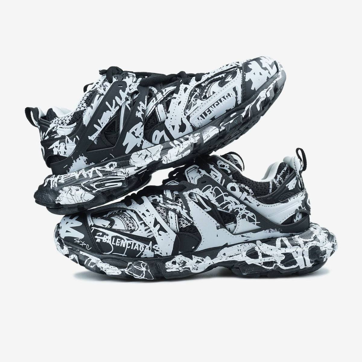 Balenciaga Track Graffiti Black/White Unisex foto 2