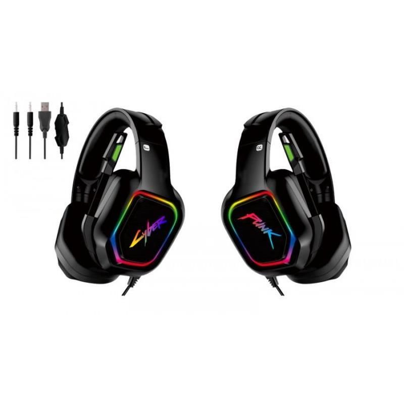 Игровые наушники с микрофоном cyberpunk cp-007 с rgb подсветкой