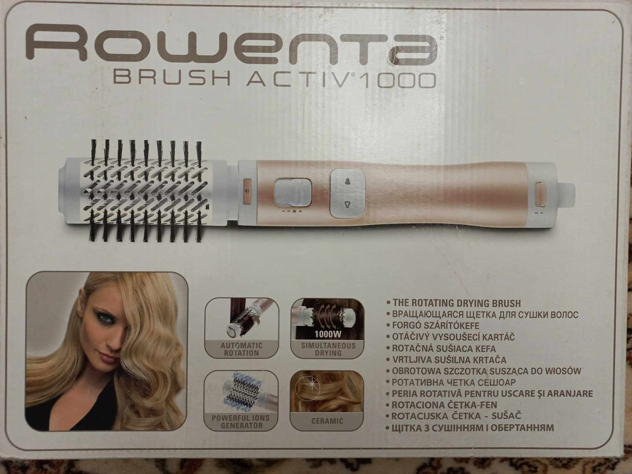 Perie rotativa Rowenta 1000W, ceramica, generatoare de ioni фото 0