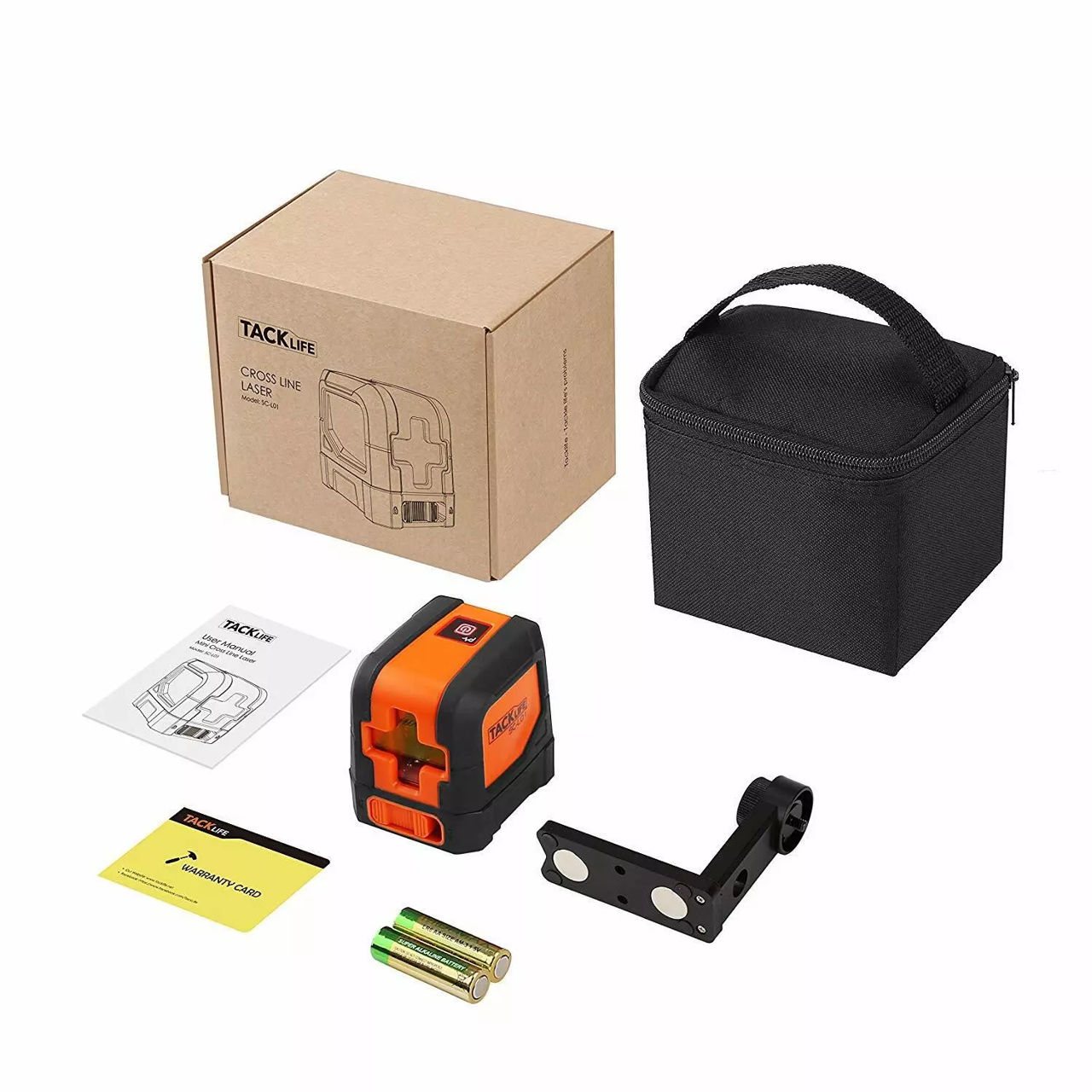 TackLife SC-L01 Red Cross Line Laser, Bracket for Tripod & Case foto 0