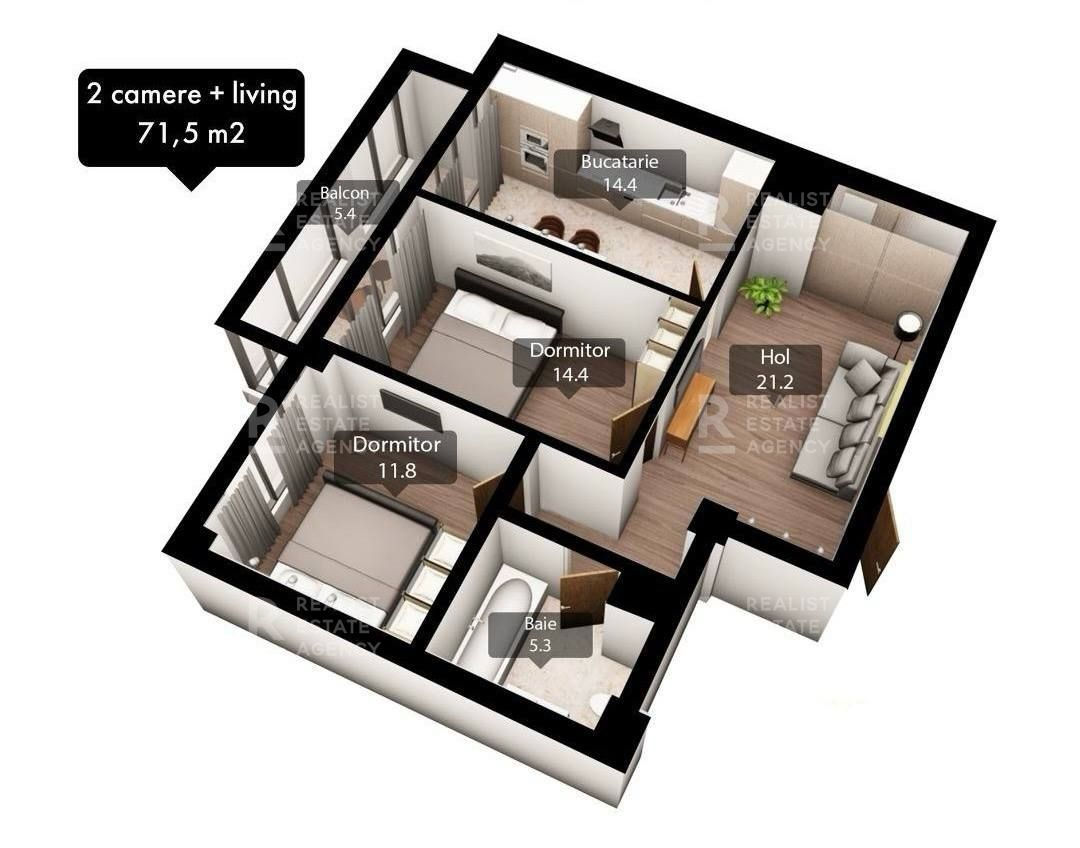 Apartament cu 3 camere, 71 m², Poșta Veche, Chișinău foto 13