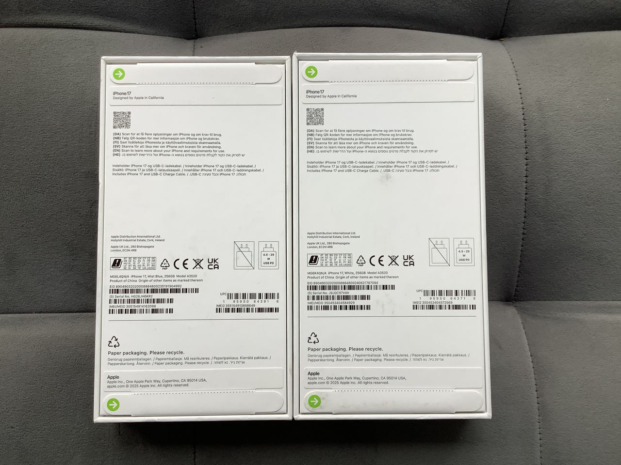 iPhone 17 256GB цвет Mist Blue новый запечатанный (sigilate) 819 euro