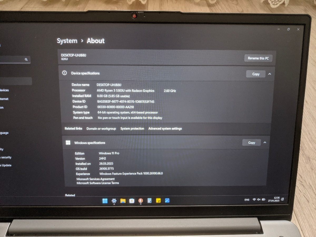 Lenovo IdeaPad 3 15ALC6 (Ryzen 3/8Gb/256Gb) фото 3