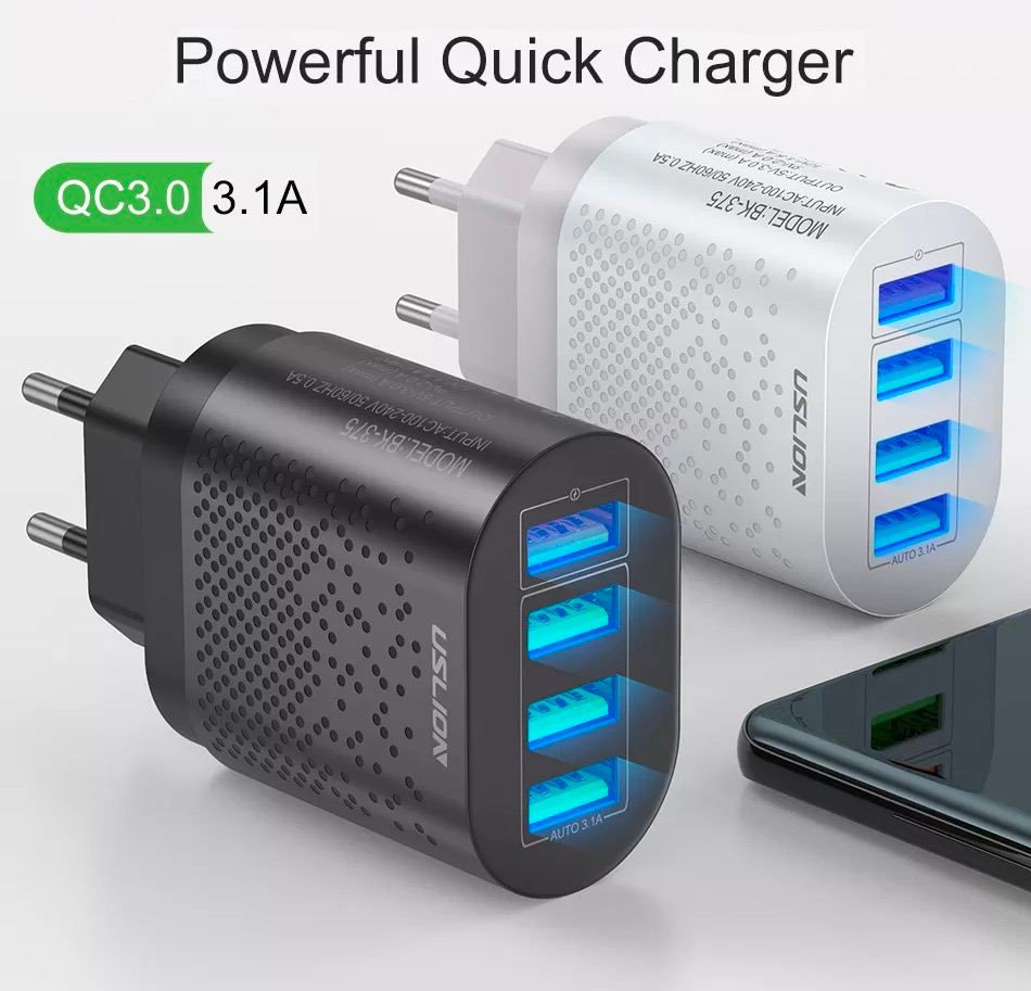 USB Smart Charger QC 3.0 for iPhone, iPad, Samsung - Зарядное устройство 4xUSB foto 1