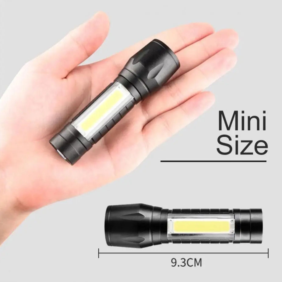 Mini lanternă Ultraflash (baterie de 3,7 V, neagră, LED XPE + COB, 3 wați, 3 moduri, cutie) Descrier foto 5