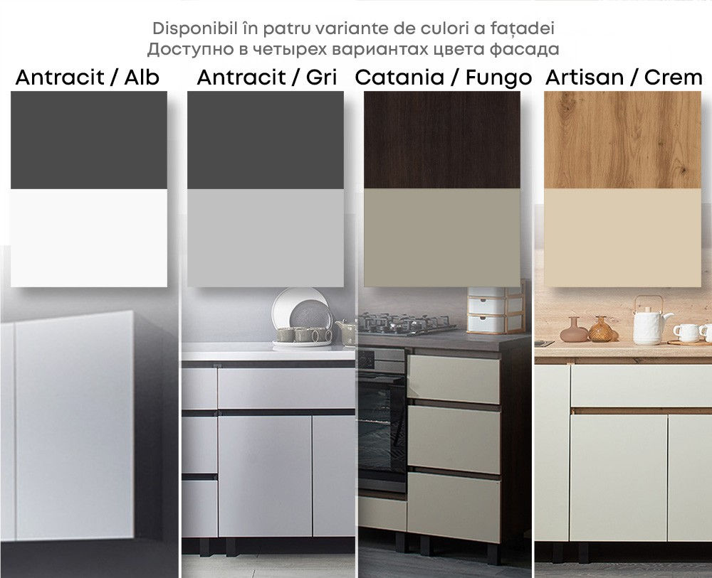 Set mobila bucatarie Ambianta Astra 1.4 m, alb foto 4