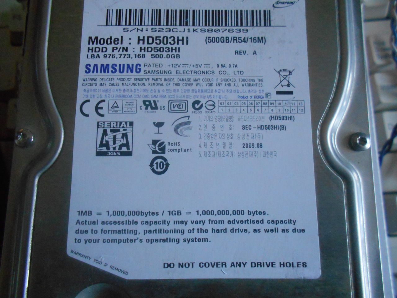 Samsung HD503HI 500Gb