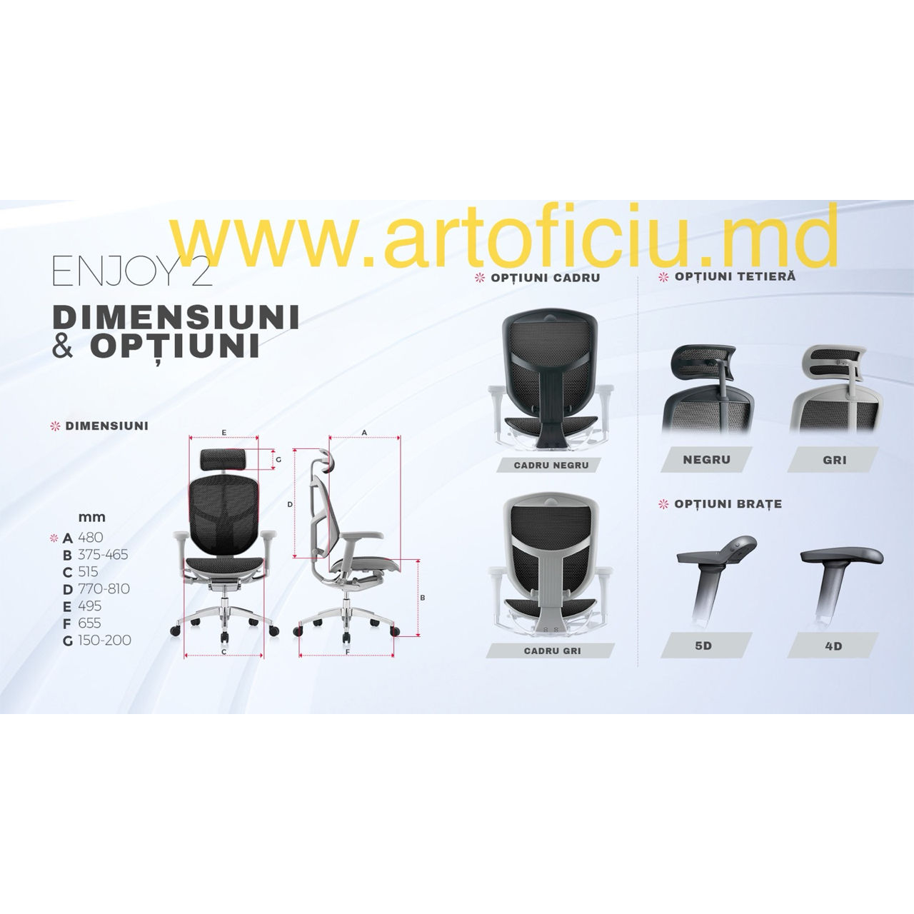 Scaun ergonomic Enjoy Ultra - este proiectat pentru a asigura confortul spatelui dvs. foto 17
