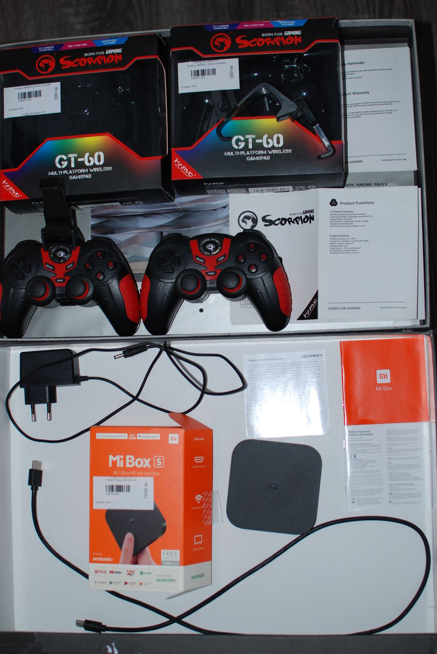 Продам Xiaomi Mi Box S (Android TV) + 2 джойстика MARVO GT-60