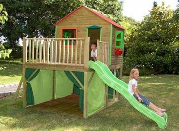 Детский домик для дачи из дерева фото