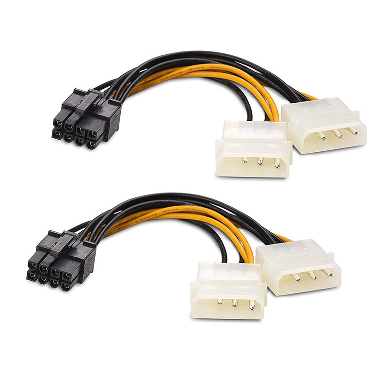 ID-184: Dual 4 Pin Molex to 8 Pin PCI-E Power Cable Adapter Connector - 2 x MOLEX на 1 х 8 Pin foto 1