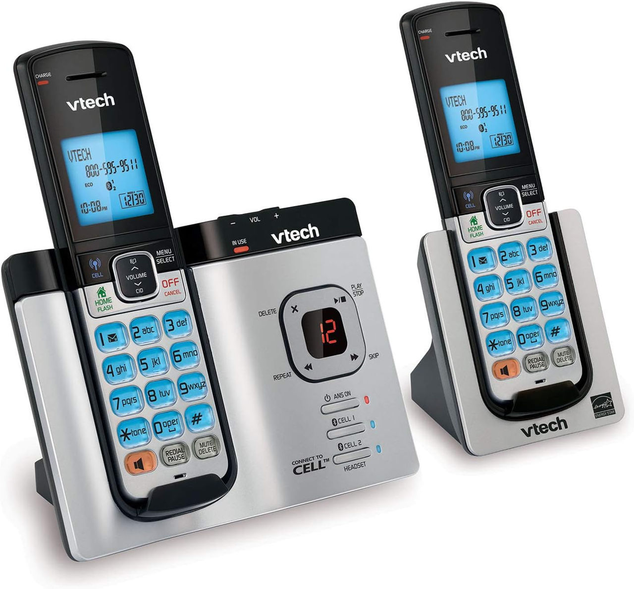 Vtech Ds6621-2 Dect 6.0 Expandable Cordless Phone With Bluetooth Connect To Cell And Answering 2h foto 2