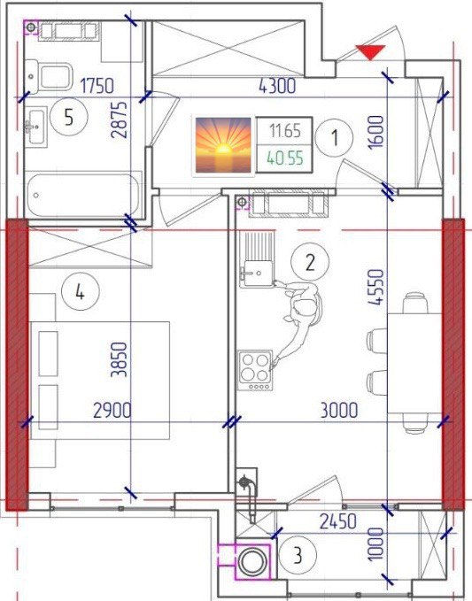 Apartament cu 1 cameră, 41 m², Durlești, Chișinău foto 3