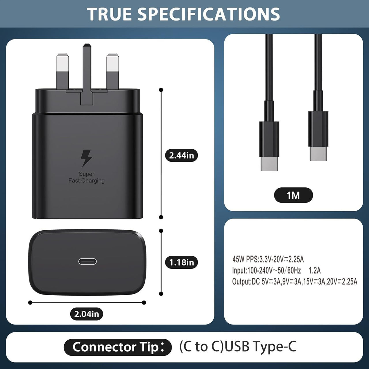 Incarcator super rapid 2.0 de 45 W cu cablu type C foto 2
