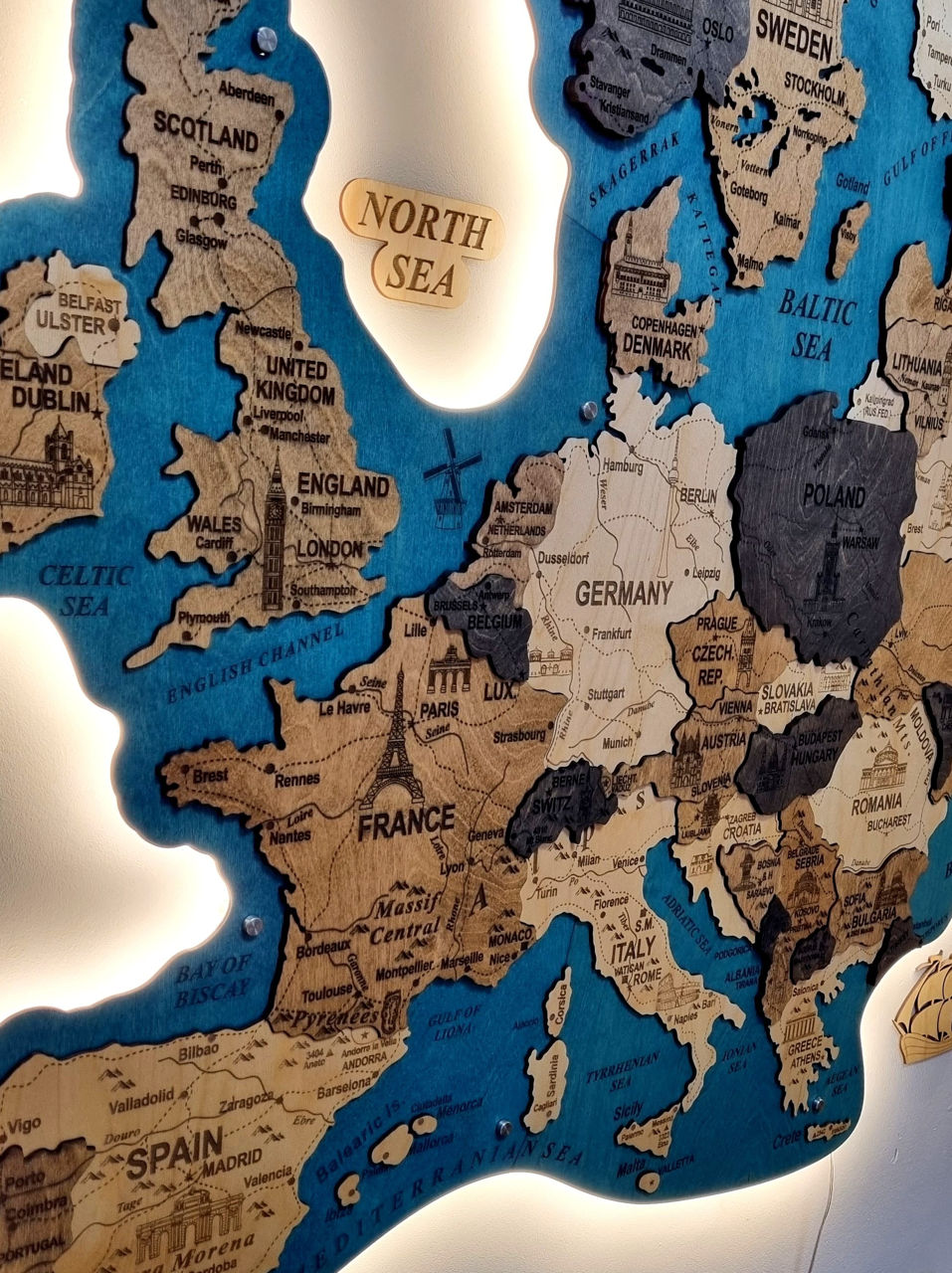 Карта Европы из дерева / Harta Europei din lemn foto 7
