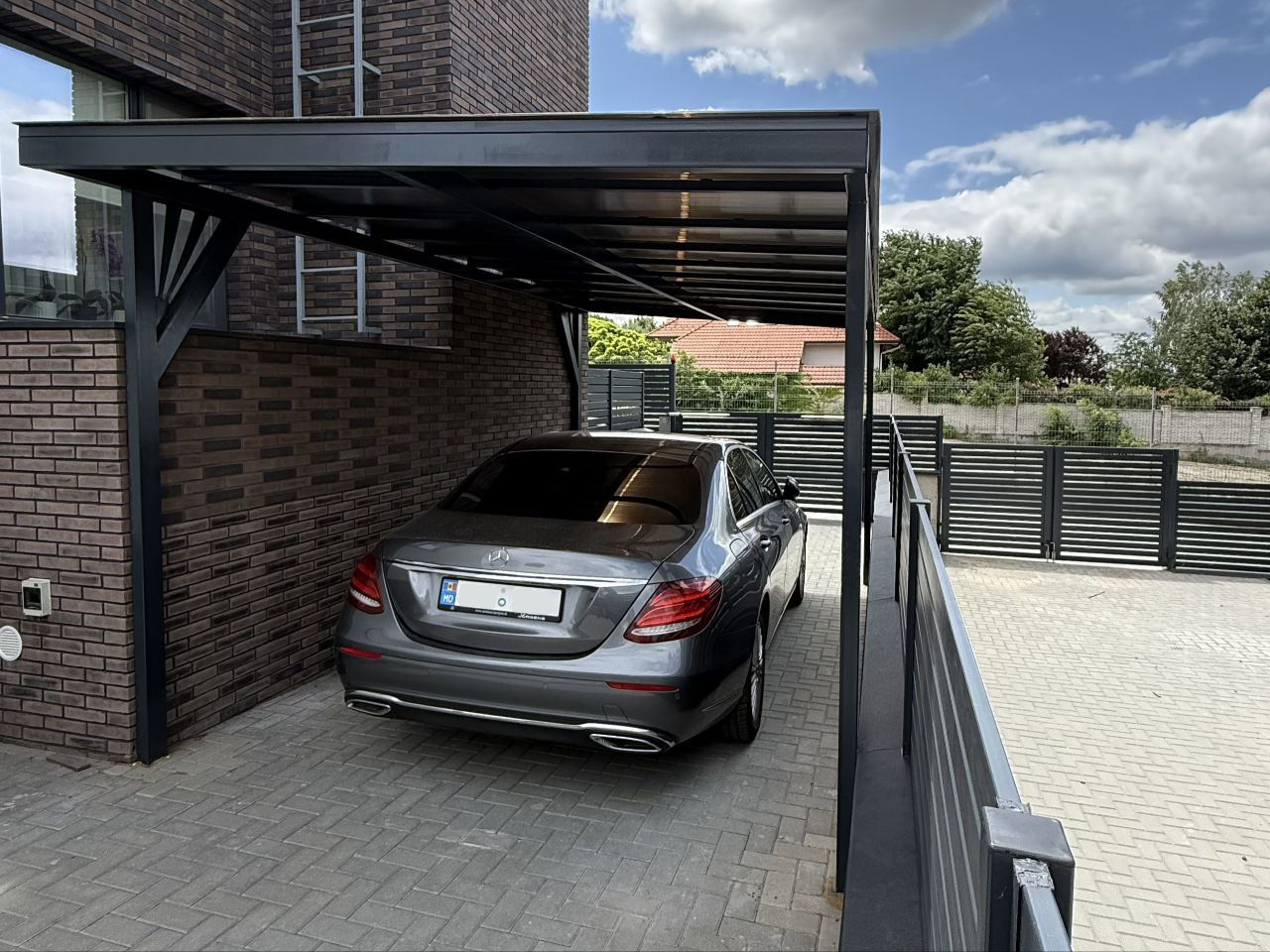 Copertină auto din metal cu acoperiș din policarbonat – calitate premium foto 5