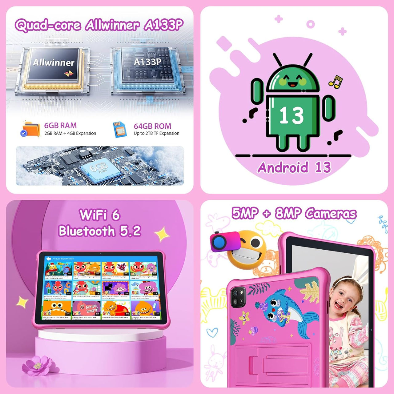 Детский планшет 10-дюймовый  6GB RAM 64GB ROM  Tabletă pentru copii foto 5