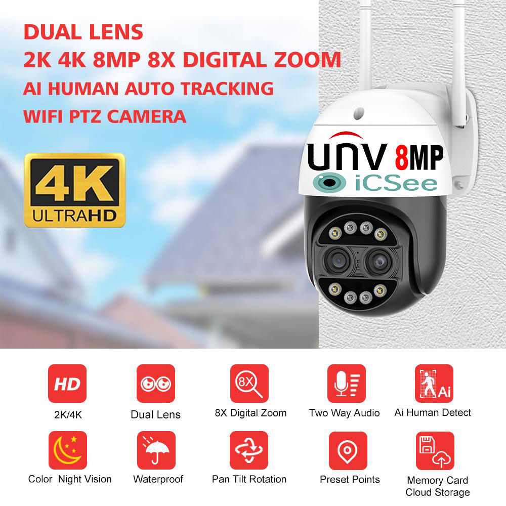 8MP Camera IP WiFi 4k UNV 8x Zoom, Robot: mic., sirena, dinamic livrare toata Moldova gratis 1 zi foto 5