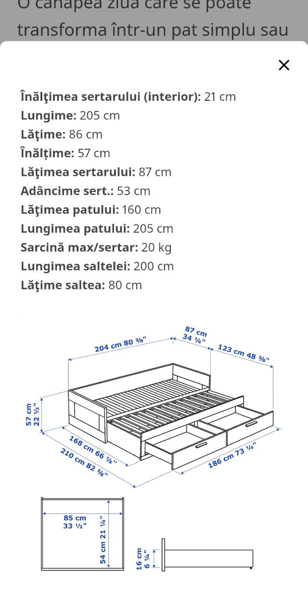 Canapea pat Ikea foto 1