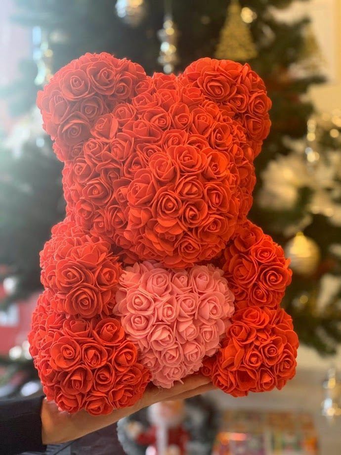 Ursuleț din trandafiri perfect pentru persoana dragă.40CM  Livrare gratuită foto 4