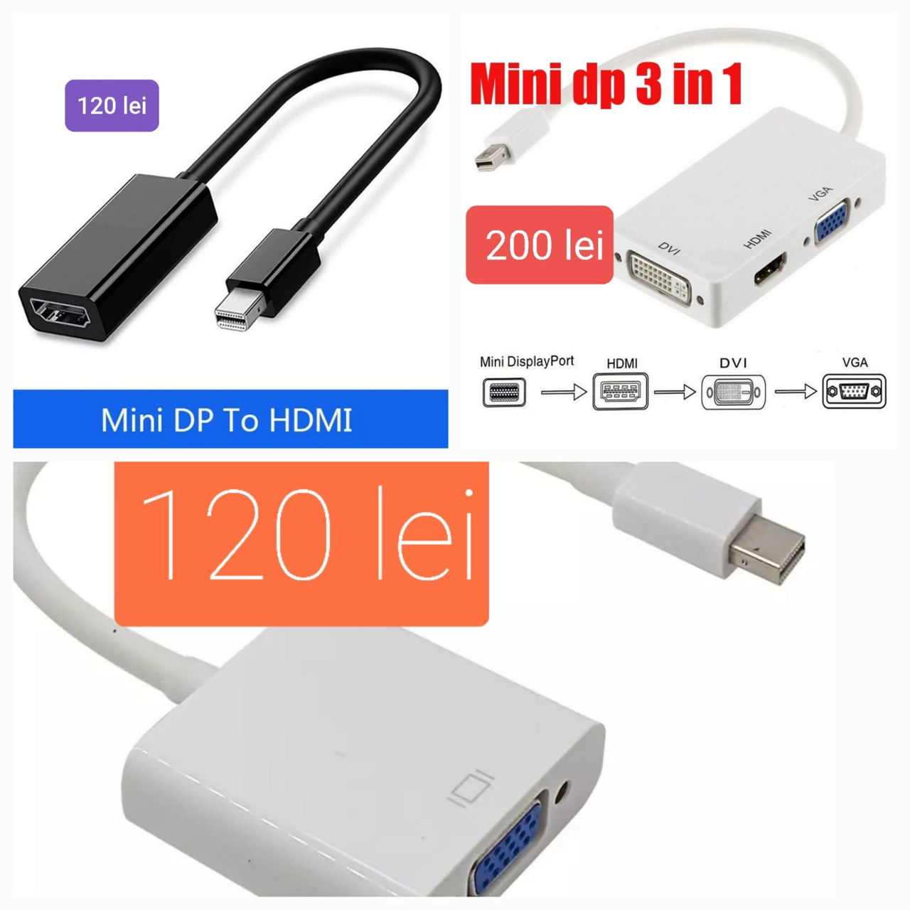 Адаптеры HDMI-DP-DVI-D - VGA-usb Type C-RCA -Mini DP-PS2/WII foto 6