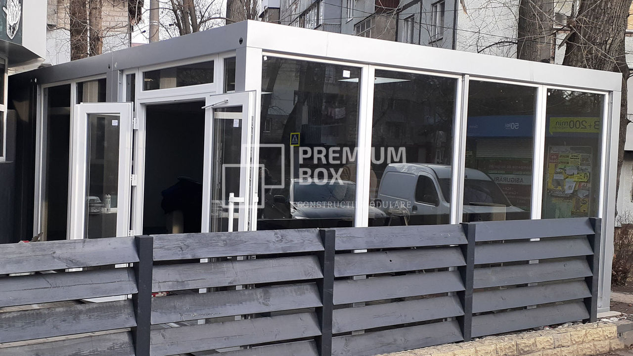 Construcție modulară realizată din 4 module cu destinație cafenea. 10 metri x 5 metri foto 1