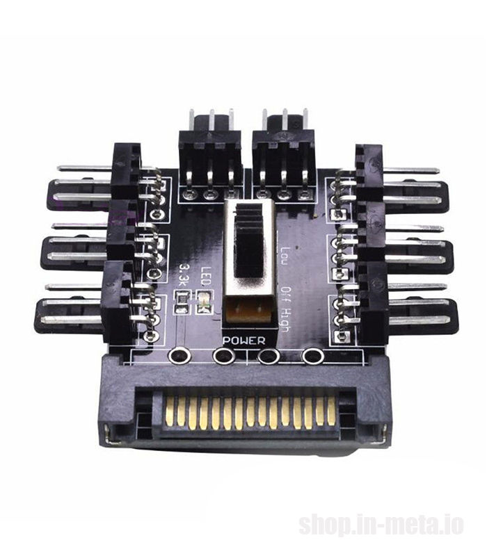 ID-177 - Splitter Cooler PWM Cooling Fan Hub PC Computer SATA 1 to 8 3PIN 12V Socket PCB Adapter foto 0