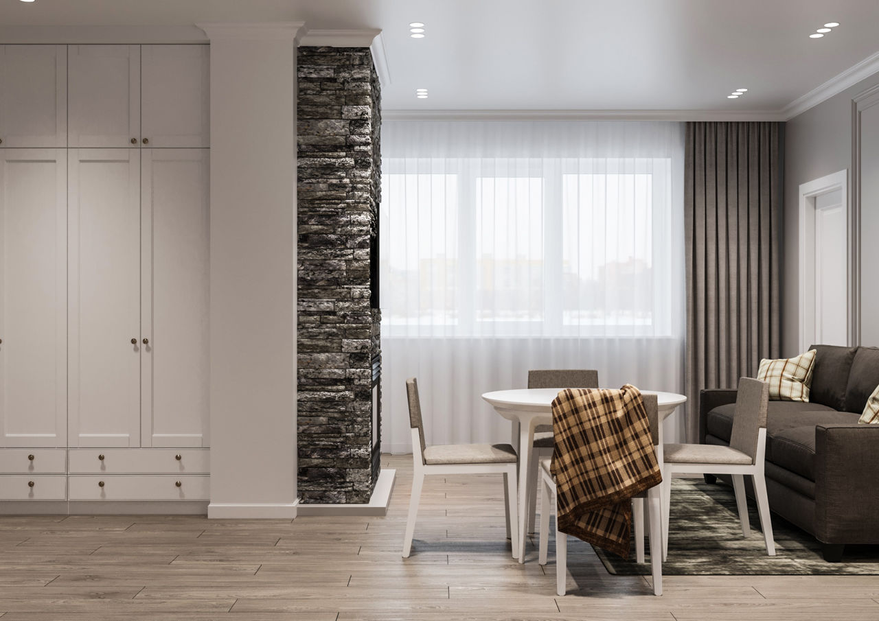Design interior/stil neoclasic/ Parter /112m2/apartament cu 3 dormitoare/construcții/ 3D/ proiecte foto 5