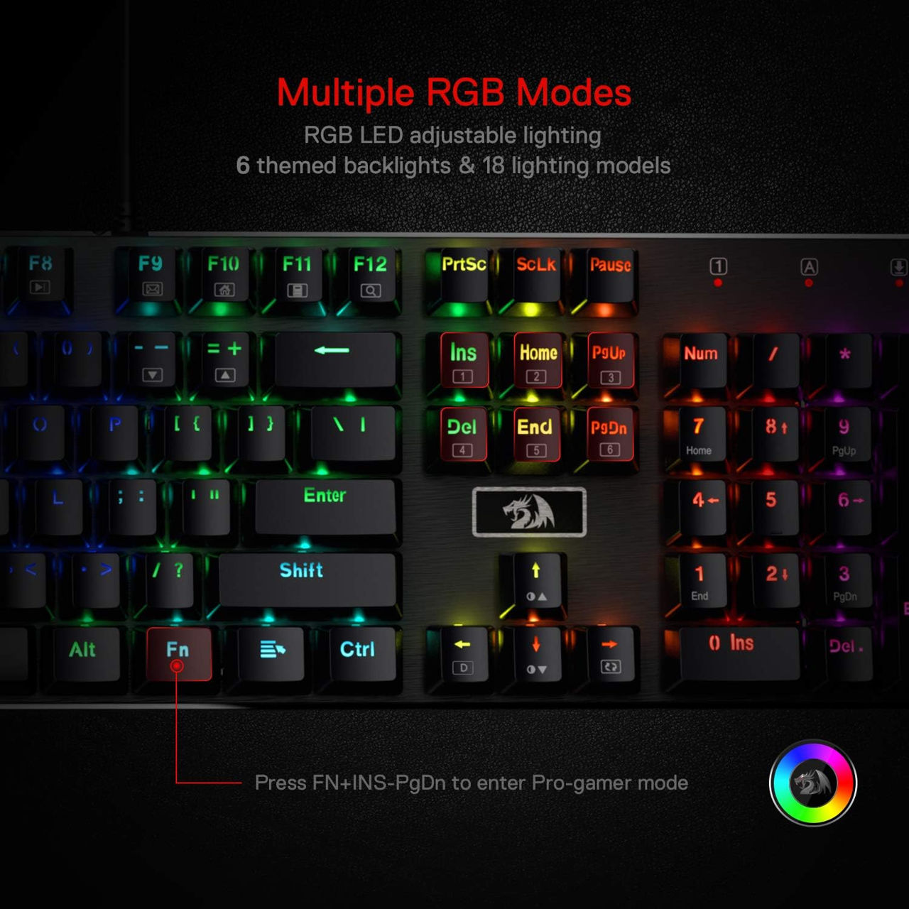 Проводная механическая игровая клавиатура Redragon K556 со светодиодной подсветкой RGB foto 2