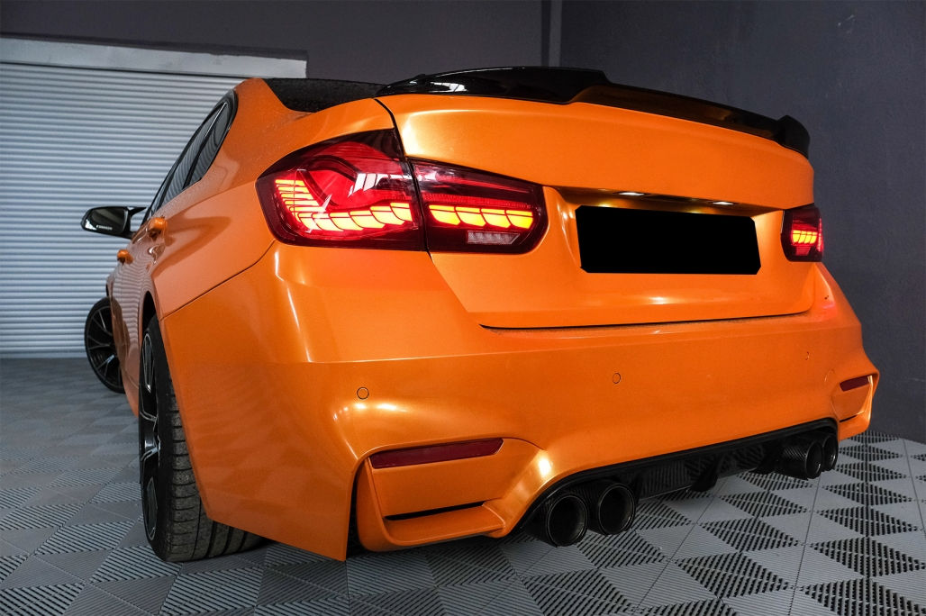 Stopuri OLED compatibil cu BMW Seria 3 F30 (2011-2019) F35 F80 Rosu Fumuriu M4 Design cu Semnal Dina foto 4