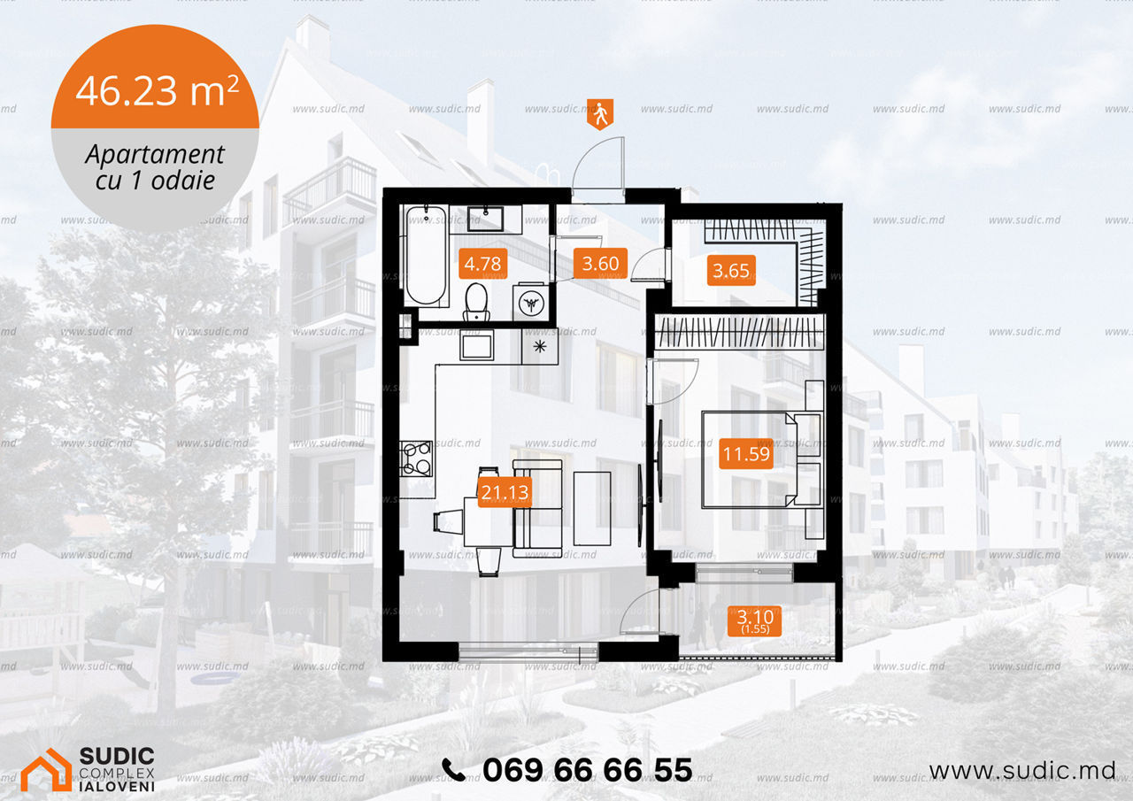 Apartament cu 1 cameră,  Centru,  Ialoveni,  Ialoveni foto 2