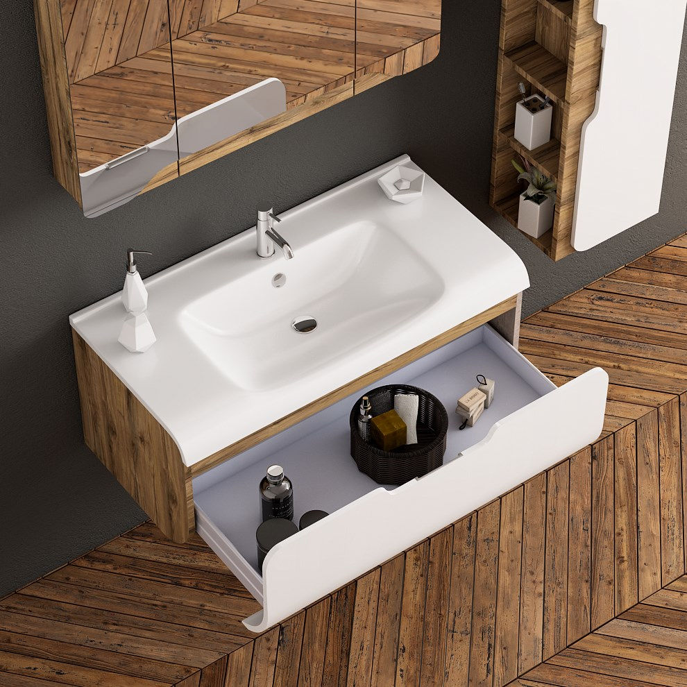 Mobilă  baie cu lavoar din ceramică foto 3