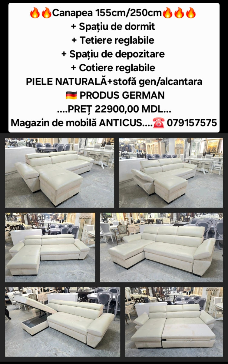 Mobila moale,fotolii-piele naturală.germania.уголоки кожаные - раскладывается!! foto 15