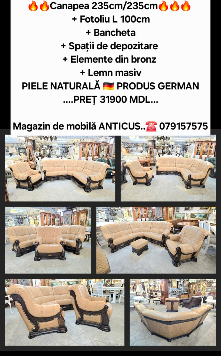 Mobila moale,fotolii-piele naturală.germania.уголоки кожаные - раскладывается!! foto 18