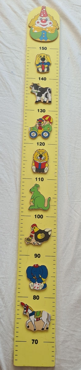 Metru masurare inaltime copii, Lemn/PVC, 70-150 cm, Multicolor, stare ideala foto 0