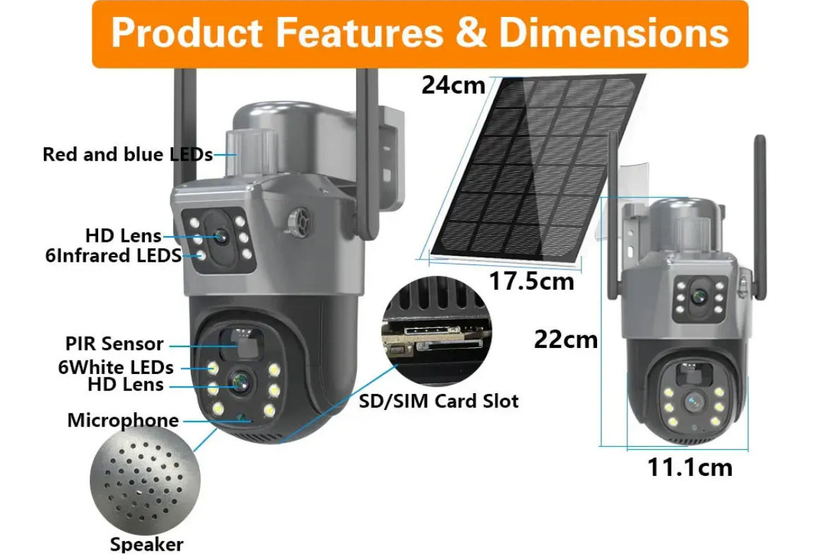 Camera dubla cu panou solar si cu sim foto 3