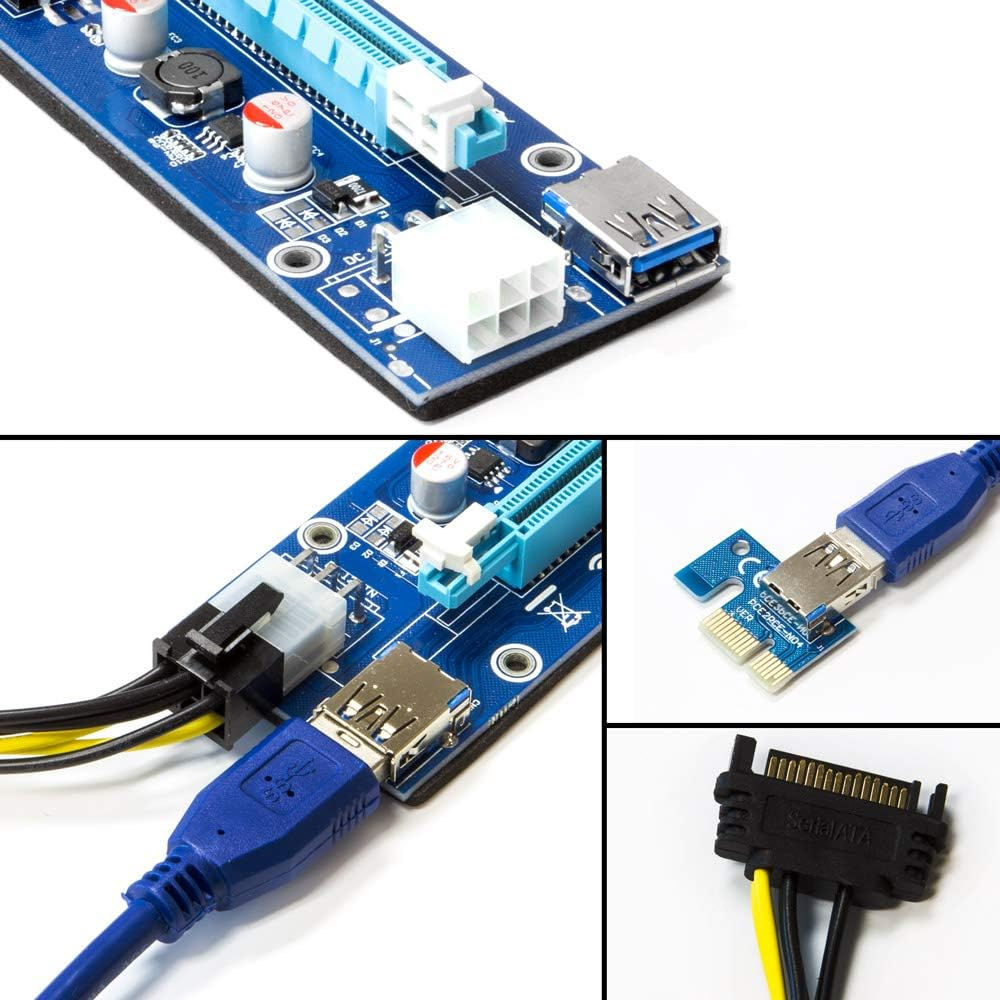 Gpu Pci-e Riser Ver 006c 6pin Connector Pcie Express X1 To X16 Riser Card Usb 3.0 Graphics Extension foto 5