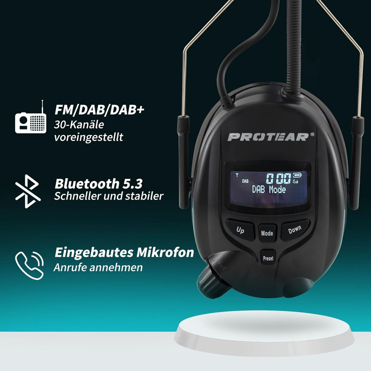 Защитные наушники с Bluetooth 5.3 DAB+/FM-радио фото 5