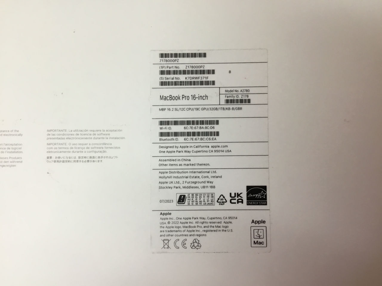 Apple MacBook Pro 16 model A2780 /М2 Pro/16GB/1000GB/ цвет Grey 2023