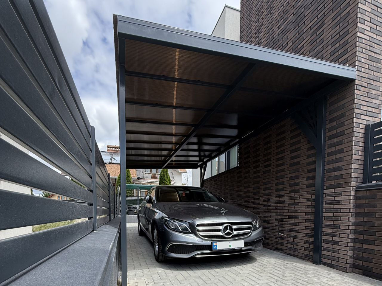 Copertină auto din metal cu acoperiș din policarbonat – calitate premium foto 7